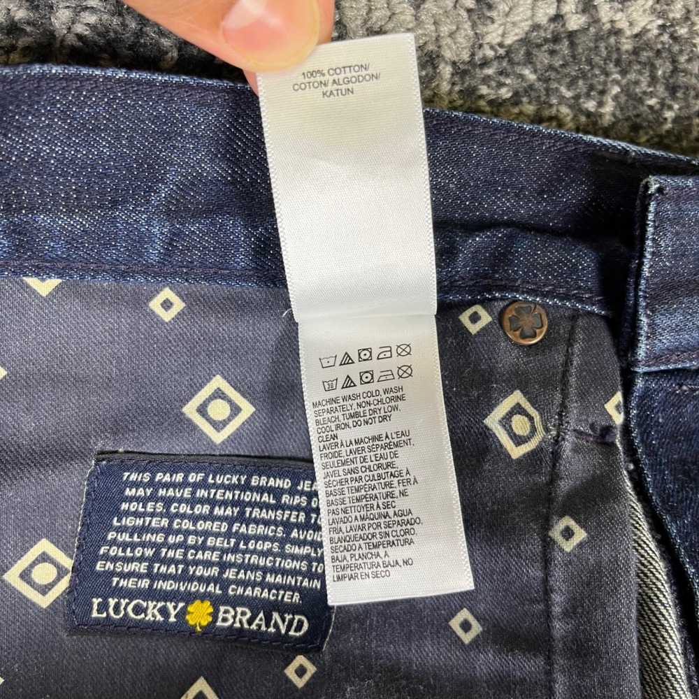 Lucky Brand 121 Heritage Slim Jeans Mens 32x32 Dark Indigo Denim Button Fly - Picture 8 of 14